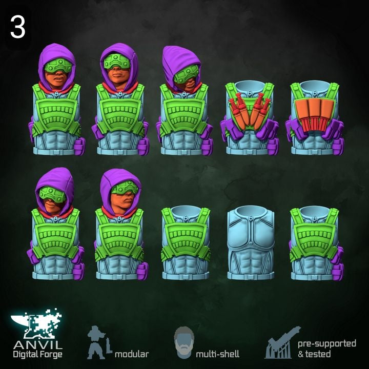 Anvil HiTech Sneaking Suits 28/32mm 3D Resin Miniatures Modular