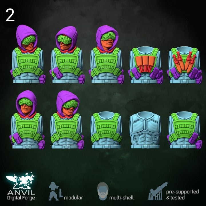 Anvil HiTech Sneaking Suits 28/32mm 3D Resin Miniatures Modular
