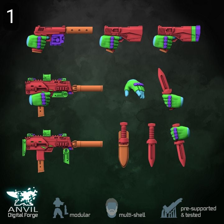 Anvil HiTech Sneaking Suits 28/32mm 3D Resin Miniatures Modular