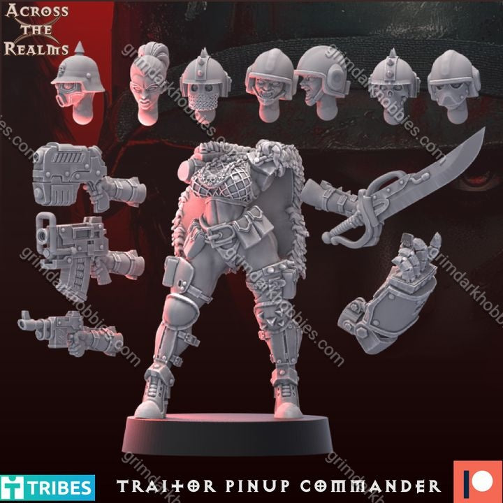Across the Realms Traitor Pin-Up Commander – 32mm 3D Printed Resin Miniature Kit / Model Kit
