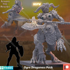 Across the Realms Ogre Dragoness Pack – 32mm 3D Printed Resin Miniature Kit / Model Kit