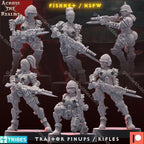 Across the Realms Traitor Pin-Ups w/ Rifles – 32mm 3D Printed Resin Miniature Kit / Model Kit