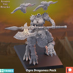 Across the Realms Ogre Dragoness Pack – 32mm 3D Printed Resin Miniature Kit / Model Kit