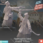 Across the Realms Armed Priests – 32mm Ready-to-Ship 3D Printed Resin Model Kit