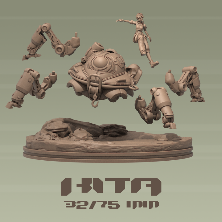 Dungeons & Maidens Kita and Robot 32/75mm 3D Resin Miniature