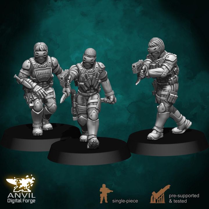 Anvil HiTech Sneaking Suits 28/32mm 3D Resin Miniatures Single-Piece