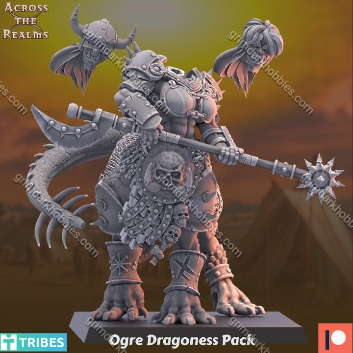 Across the Realms Ogre Dragoness Pack – 32mm 3D Printed Resin Miniature Kit / Model Kit