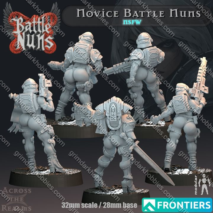 Across the Realms Battle Nun Novices – 32mm Ready-to-Ship 3D Printed Resin Model Kit