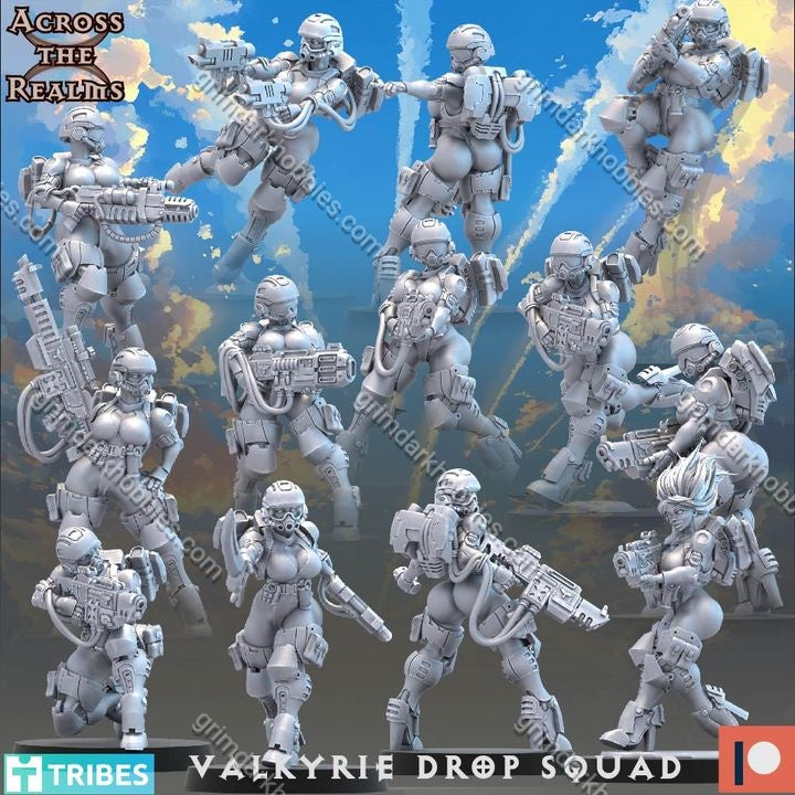 Across the Realms Valkyrie Drop Squad – 32mm Ready-to-Ship 3D Printed Resin Model Kit