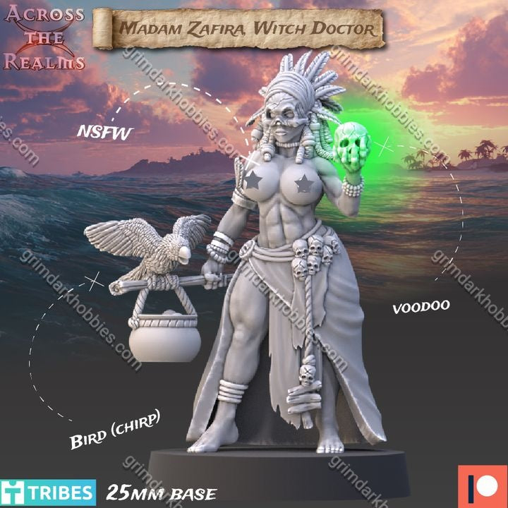 Across the Realms Witch-Doctor – 32mm Ready-to-Ship 3D Printed Resin Model Kit