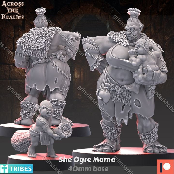 Across the Realms She Ogre Momma – 32mm Ready-to-Ship 3D Printed Resin Model Kit