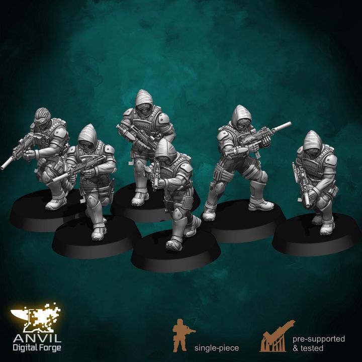 Anvil HiTech Sneaking Suits 28/32mm 3D Resin Miniatures Single-Piece