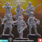 Across the Realms Modular Conquistadores Infantry – 32mm 3D Printed Resin Miniature Kit / Model Kit