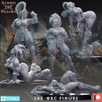 Across the Realms She Orc Pinups – 32mm Ready-to-Ship 3D Printed Resin Model Kit