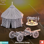 Across the Realms Mercenary Camp – 32mm 3D Printed Resin Miniature Kit / Model Kit