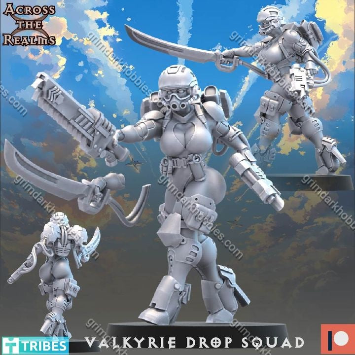 Across the Realms Valkyrie Drop Squad – 32mm Ready-to-Ship 3D Printed Resin Model Kit