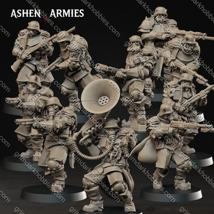 Ashen Armies Hellbound Apostasy Heretic Troopers – 32mm Ready-to-Ship 3D Printed Resin Miniatures