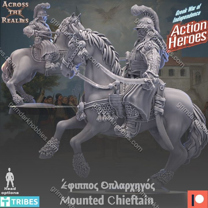 Across the Realms Mounted Chieftan – 32mm Ready-to-Ship 3D Printed Resin Model Kit