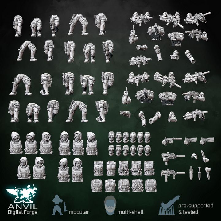 Anvil HiTech Sneaking Suits 28/32mm 3D Resin Miniatures Modular