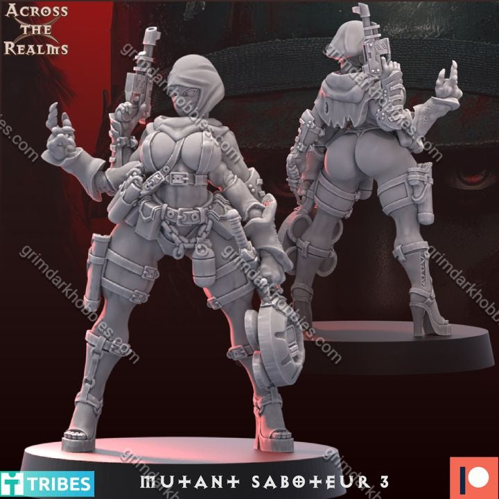 Across the Realms Mutant Saboteur 3 – 32mm 3D Printed Resin Miniature Kit / Model Kit