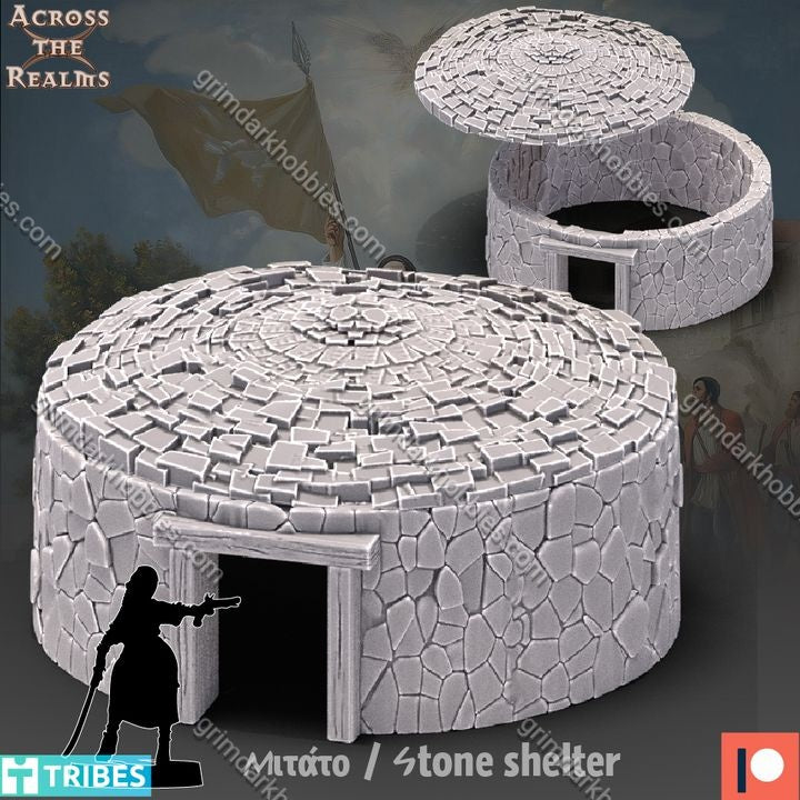 Across the Realms Stone Shelter – 32mm Print-to-Order 3D Printed Resin Model Kit