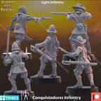 Across the Realms Modular Conquistadores Infantry – 32mm 3D Printed Resin Miniature Kit / Model Kit