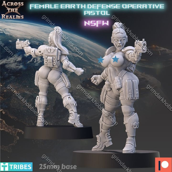 Across the Realms F Earth Defense Operative – 32mm Ready-to-Ship 3D Printed Resin Model Kit