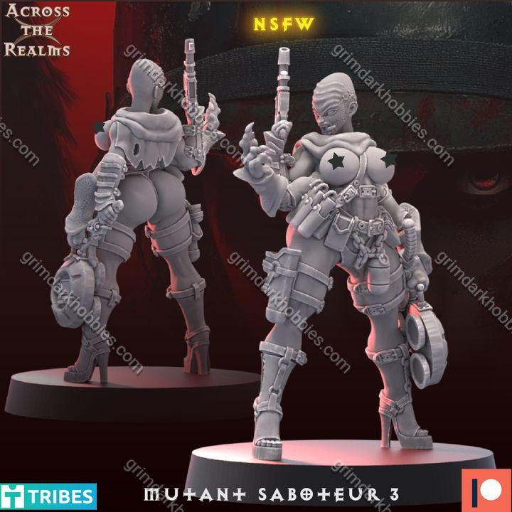 Across the Realms Mutant Saboteur 3 – 32mm 3D Printed Resin Miniature Kit / Model Kit