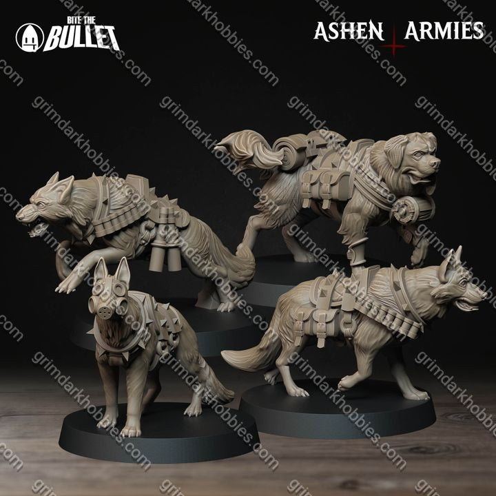 Ashen Armies Sanctified Legion Combat Dogs (4 Models)
 – 32mm Ready-to-Ship 3D Printed Resin Miniatures