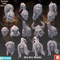 Across the Realms Female Orc Infantry Heads – 32mm 3D Printed Resin Miniature Kit / Model Kit