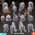 Across the Realms She Orc Infantry – 32mm 3D Printed Resin Miniature Kit / Model Kit
