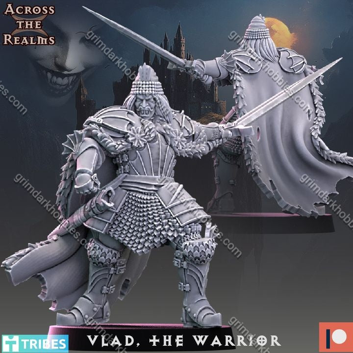 Across the Realms Vlad the Warrior – 32mm Ready-to-Ship 3D Printed Resin Model Kit