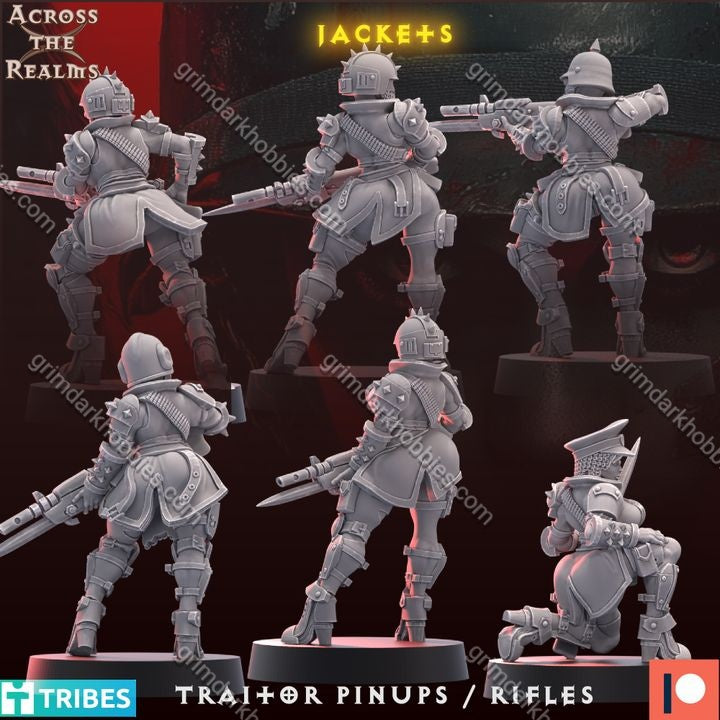 Across the Realms Traitor Pin-Ups w/ Rifles – 32mm 3D Printed Resin Miniature Kit / Model Kit