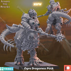 Across the Realms Ogre Dragoness Pack – 32mm 3D Printed Resin Miniature Kit / Model Kit