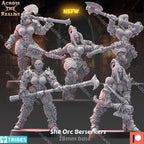 Across the Realms She Orc Beserkers – 32mm 3D Printed Resin Miniature Kit / Model Kit