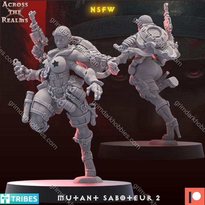 Across the Realms Mutant Saboteur 2 – 32mm 3D Printed Resin Miniature Kit / Model Kit