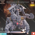 Across the Realms Exosuits of Redemption – 32mm 3D Printed Resin Miniature Kit / Model Kit