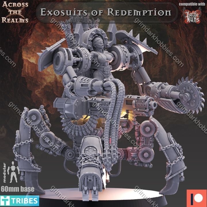 Across the Realms Exosuits of Redemption – 32mm 3D Printed Resin Miniature Kit / Model Kit