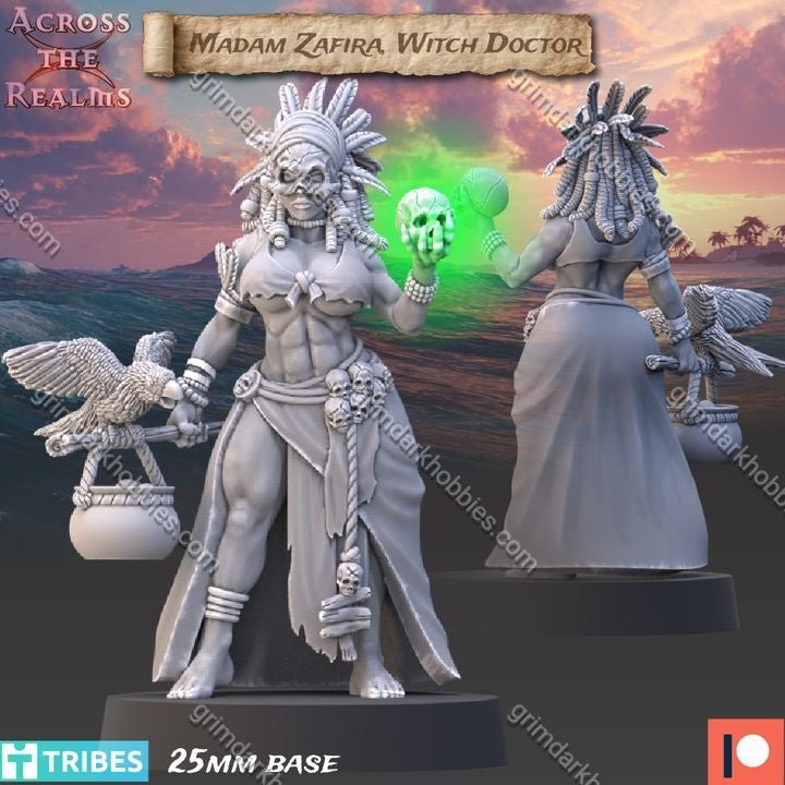 Across the Realms Witch-Doctor – 32mm Ready-to-Ship 3D Printed Resin Model Kit