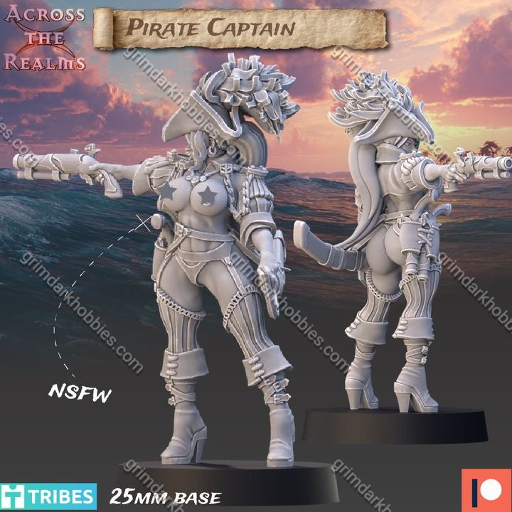 Across the Realms Pirate Captain – 32mm Ready-to-Ship 3D Printed Resin Model Kit