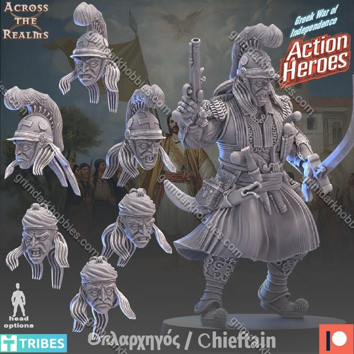 Across the Realms Chieftain – 32mm 3D Printed Resin Miniature Kit / Model Kit