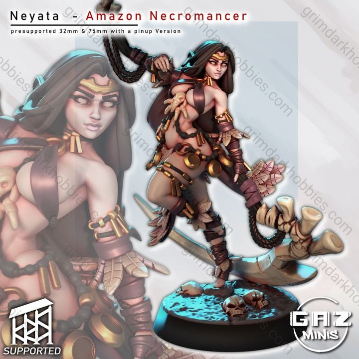 Gaz Minis Neyata Amazon Necromancer 32/55/75mm 3D Printed Resin Miniature