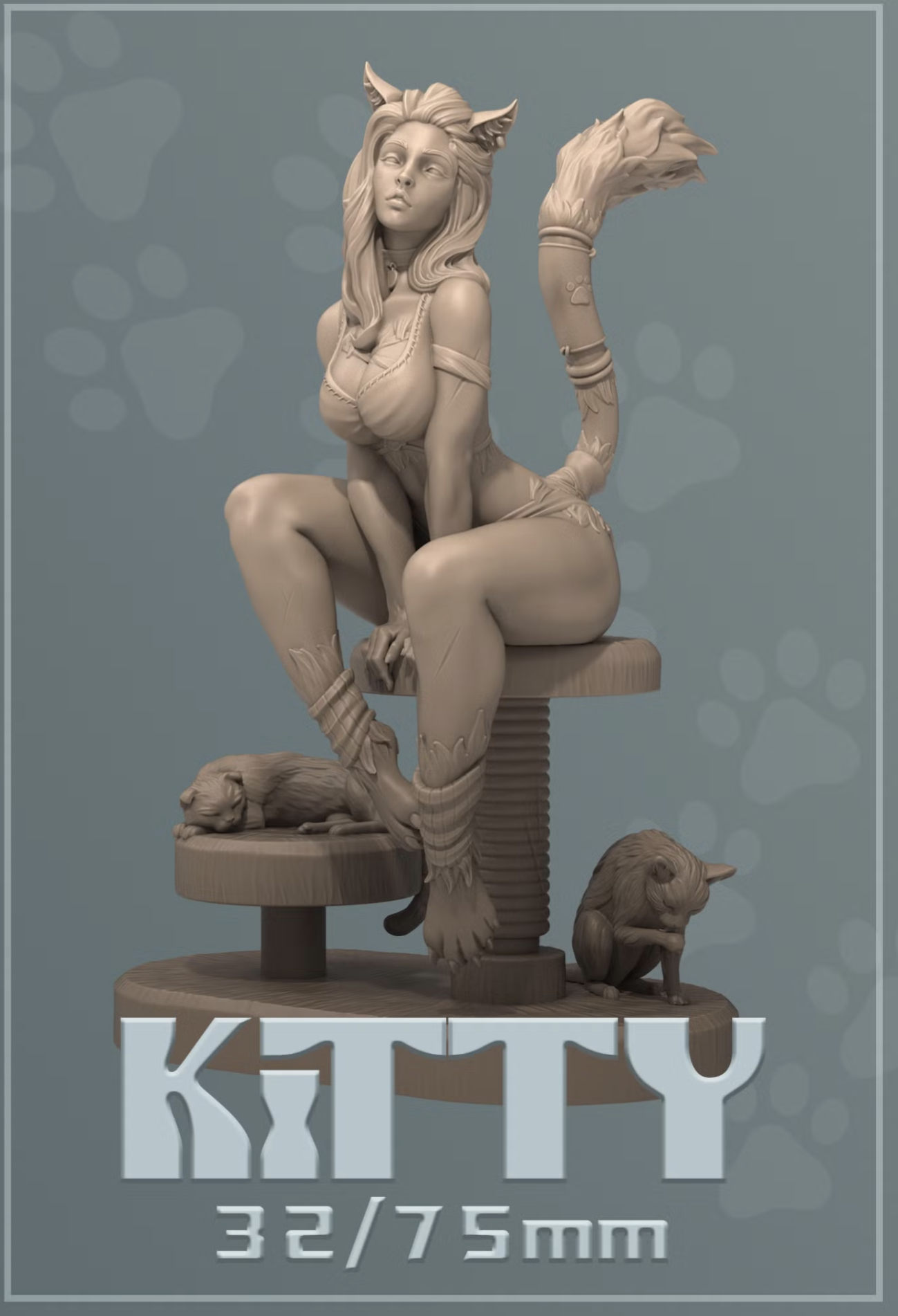 Dungeons & Maidens Kitten 32/75mm 3D Resin Miniature