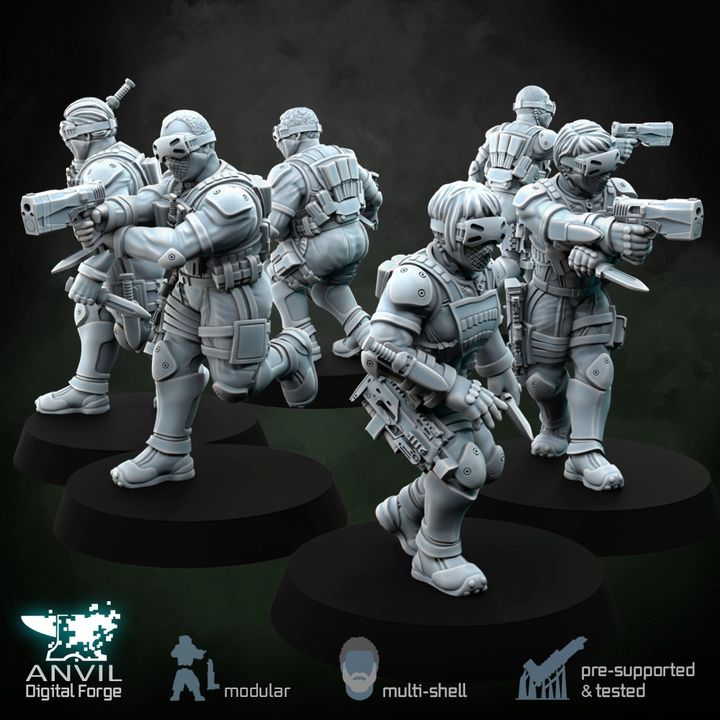 Anvil HiTech Sneaking Suits 28/32mm 3D Resin Miniatures Modular