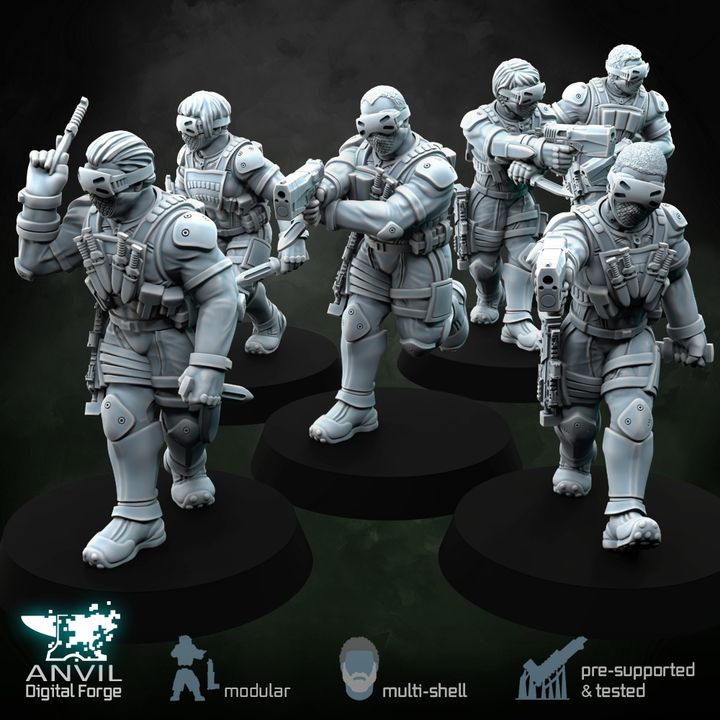 Anvil HiTech Sneaking Suits 28/32mm 3D Resin Miniatures Modular