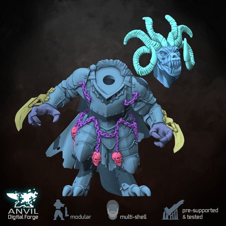 Anvil Siege Breaker Demon 28/32mm 3D Resin Miniatures Modular