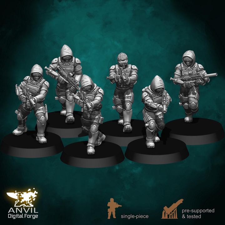 Anvil HiTech Sneaking Suits 28/32mm 3D Resin Miniatures Single-Piece